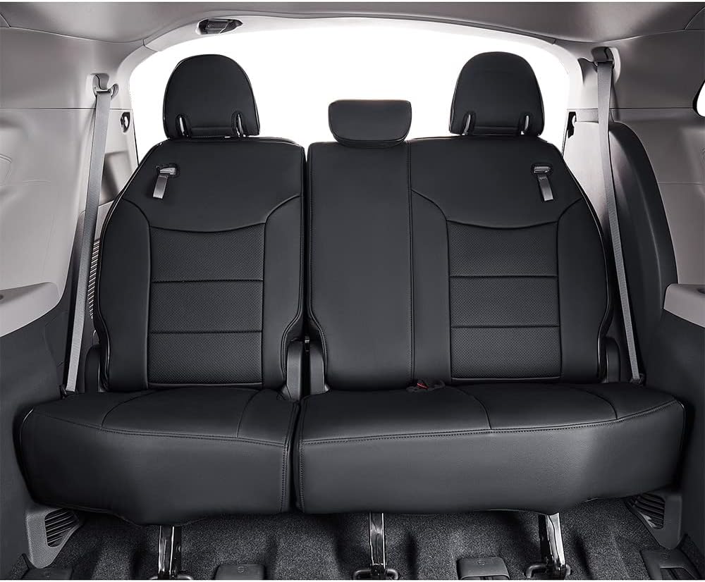 EKR Sienna Seat Covers for 2011-2020 Toyota Sienna XLE,Limited,Limited Premium,7 Seats,2nd Row Captain Seats W/Legrest,Seat Covers for SUV,Automotive Seat Cover Full Set-Three Row,Leather(Black)