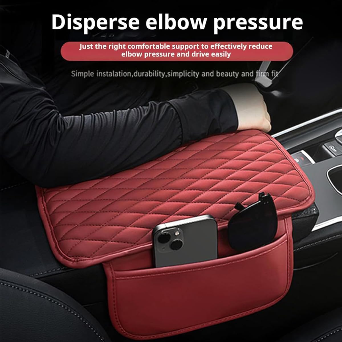 Car Armrest Cover Leather Car Console Covers Box Pad with Pocket and Tissue Box Arm Rest Cover for Car for SUV Truck Sedan Vehicle (Thin-bark)