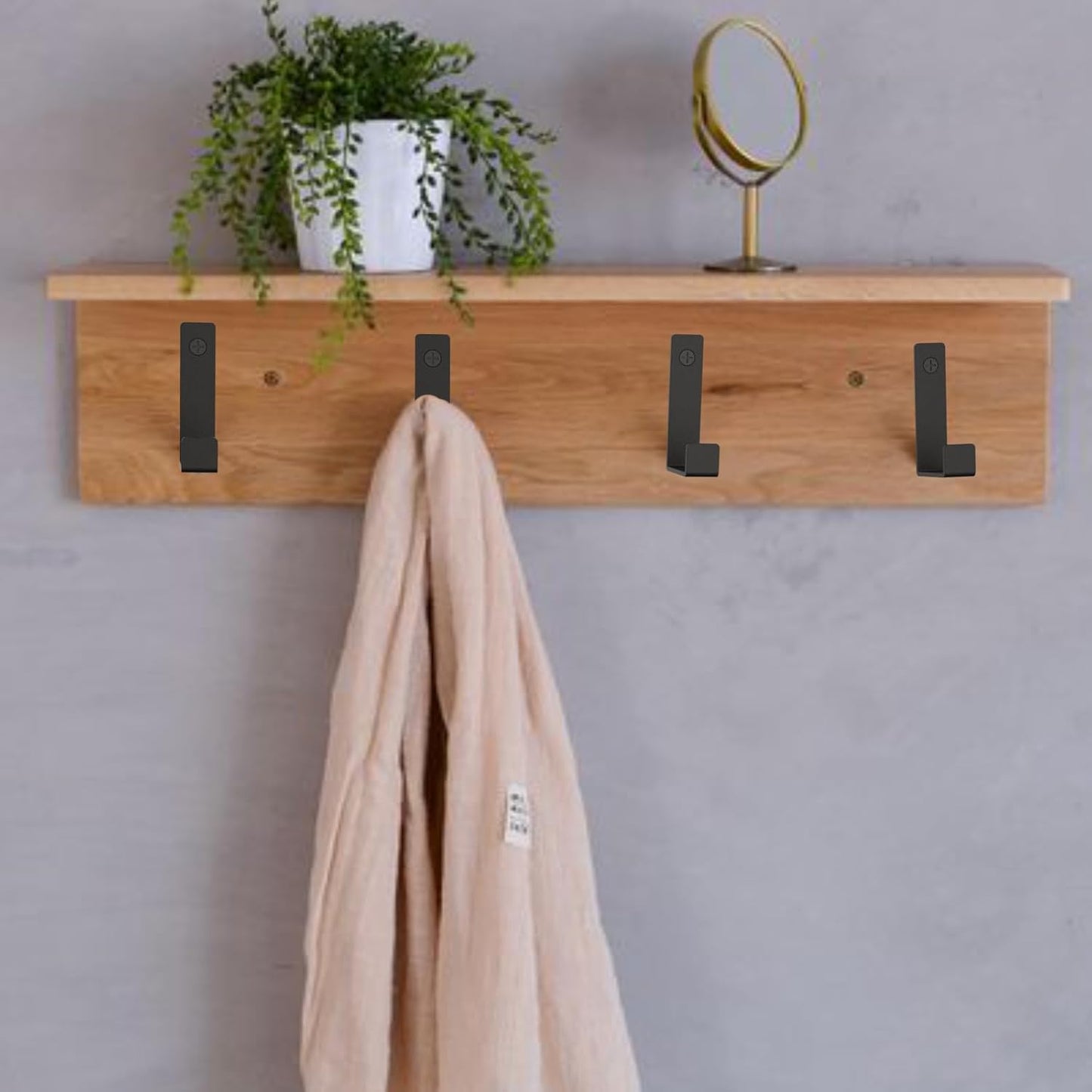 Hooks for Hanging Stainless Steel Heavy Duty Coat Hook Wall Hooks Robe Hanger Hooks Hanging Hat Key Holder for Towel and Bags Indoor Outdoor, (Black-Square, 2.5x1.3inch,8pcs)