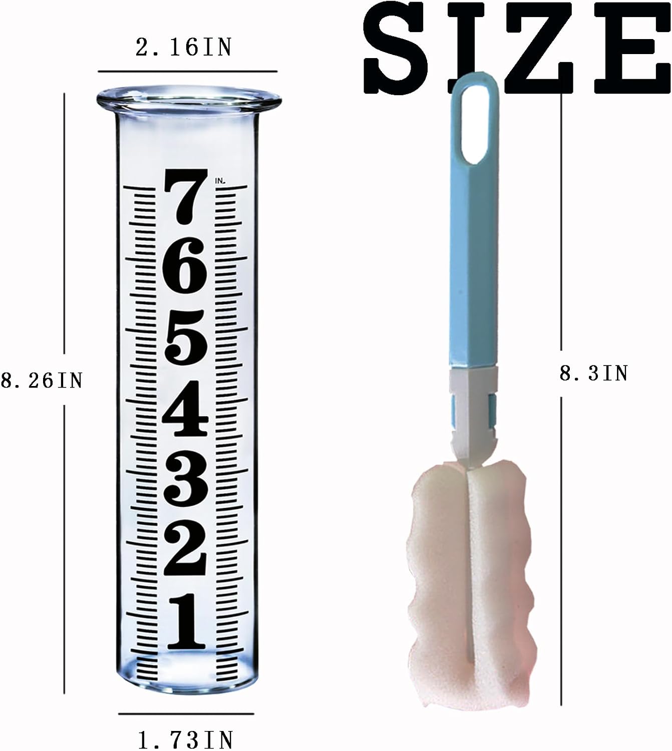 7 Inch Plastic Rain Gauge Replacement Tube, Upgrade Freeze Proof Outdoor Rain Gauges Replacement Plastic Tube for Garden Yard Lawn, Crack Resistance Tube Best Rated, 2 pcs Tubes with 1 Clean Brush