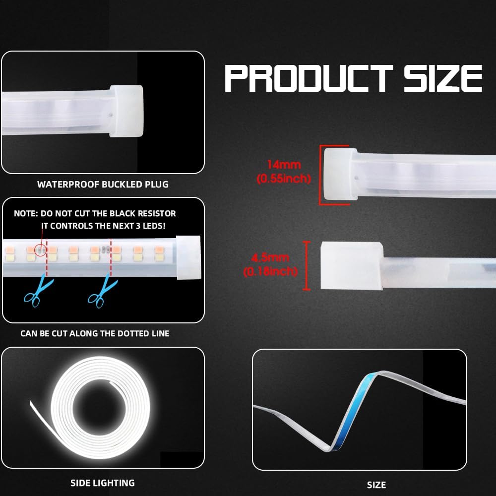 Upgrade Dynamic Flowing Car LED Trunk Light Strip, 79Inch Universal Flexible Cutting Silicone Waterproof Neon Lights Strip, 12V Interior Ambient Lighting for Cars SUVs(White)