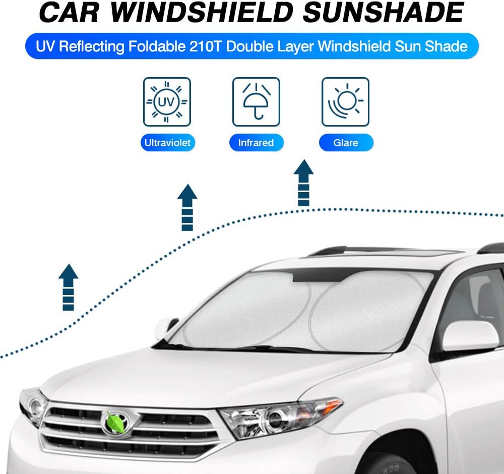 KUST Windshield Sun Shade for 2008-2013 Toyota Highlander Custom Fit Sunshade Foldable Sun Visor Protector Blocks UV Rays Keep Your Car Cooler