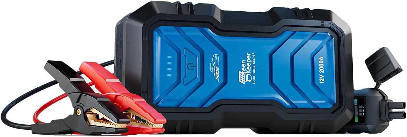 Portable Jump Starter 2000A Car Battery Jumper 12V Booster Engine Starter for 7.0L Gas & 6.5L Diesel Jump Start Battery Pack Multiple Emergency Kit with LED & Safety Protection with DC 12V/6A Output