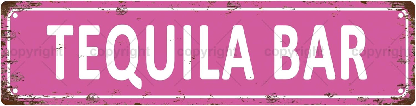 Tequila Bar Vintage Metal Tin Sign, Street Sign, Home Decor, Room Decor, Wall Decor, Bathroom Decor, Bar Decor, Cafe Decor, Garage Decor, 16 x 4 Inch