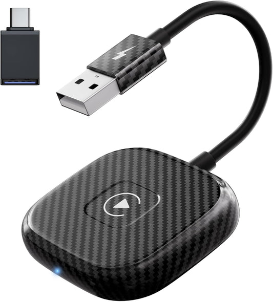 Wireless CarPlay Adapter for Apple iPhone，Wireless Carplay USB Dongle Converter Wired Carplay to Wireless, Support Online Update Plug and Play,Fit for Cars Built-in Wired CarPlay (Carbon)