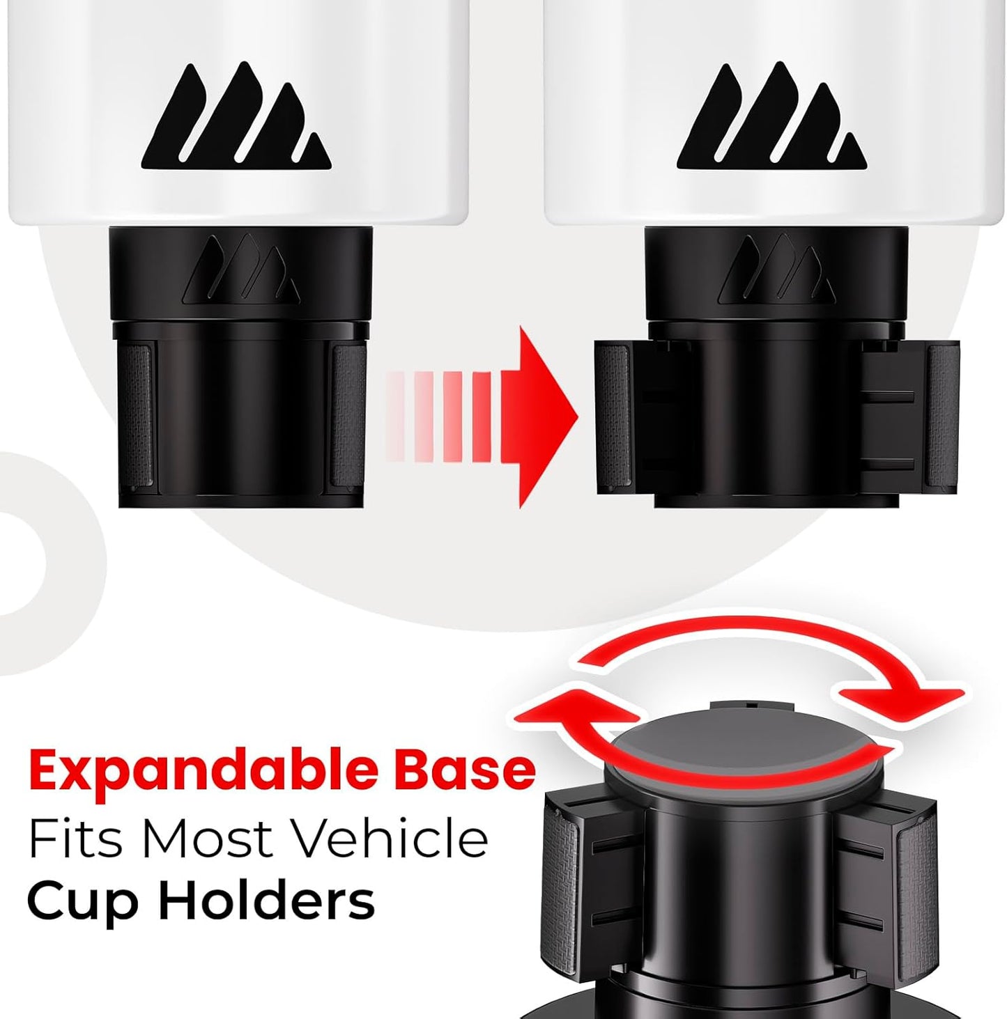 Integral Ultimate Expander Car Cup Holder - Adjustable Base - Expander & Organizer for Vehicles - Compatible with Coffee Mug, Yeti 14/24/36/46oz, Ramblers, Hydro Flasks 32/40oz, 3.4"-4.0" Bottles