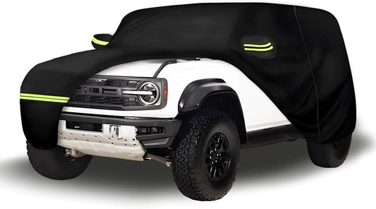 Waterproof Car Covers for 2021-2024 Ford Bronco 2 Door(Black) 210T Custom Outdoor Storm Hood