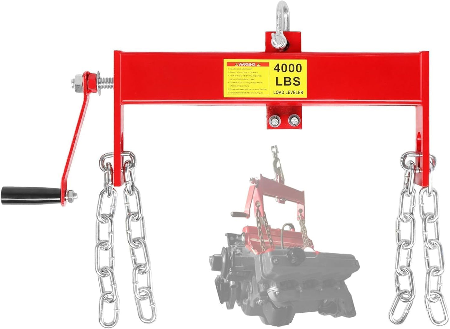 4000lbs 2 Ton Load Lever Engine Hoist Crane Cherry Picker Lift Tool Heavy Duty, Red (Load Leveler)