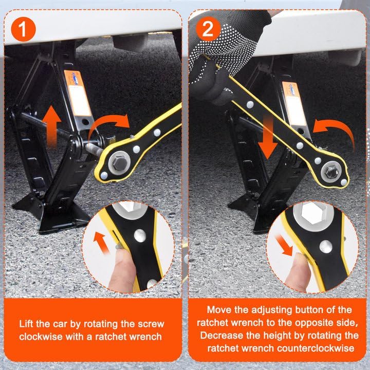 Car Jack Kit Scissor Jack for Car 2 Ton (4409 lbs) Tire Jack Tool Kit Universal Car Emergency Kit with Lug Wrench Tire Changing Kit for Car SUV (2T)