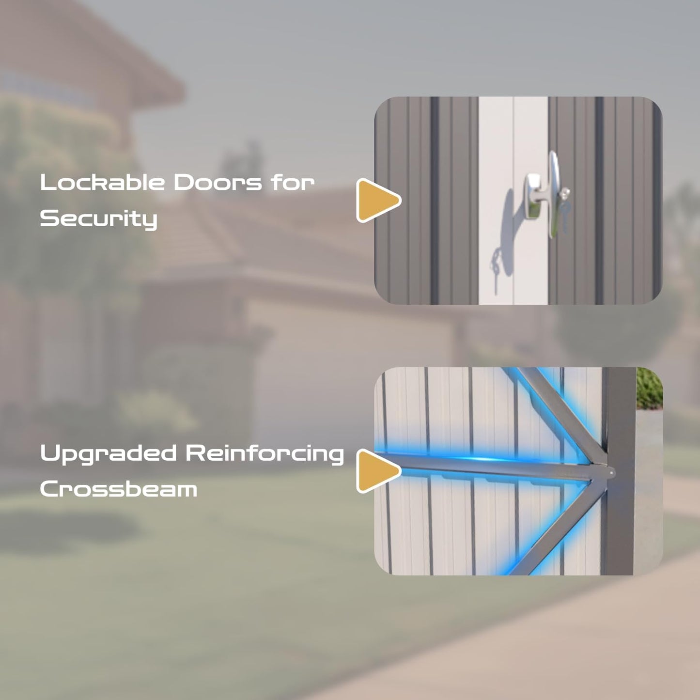 5’ x 10’ Motorcycle Storage Sheds, Metal Shelter & Garage with Windows and Lockable Door Handle, Heavy Duty Vehicle Shed for All Weather, Anthracite with White Trim