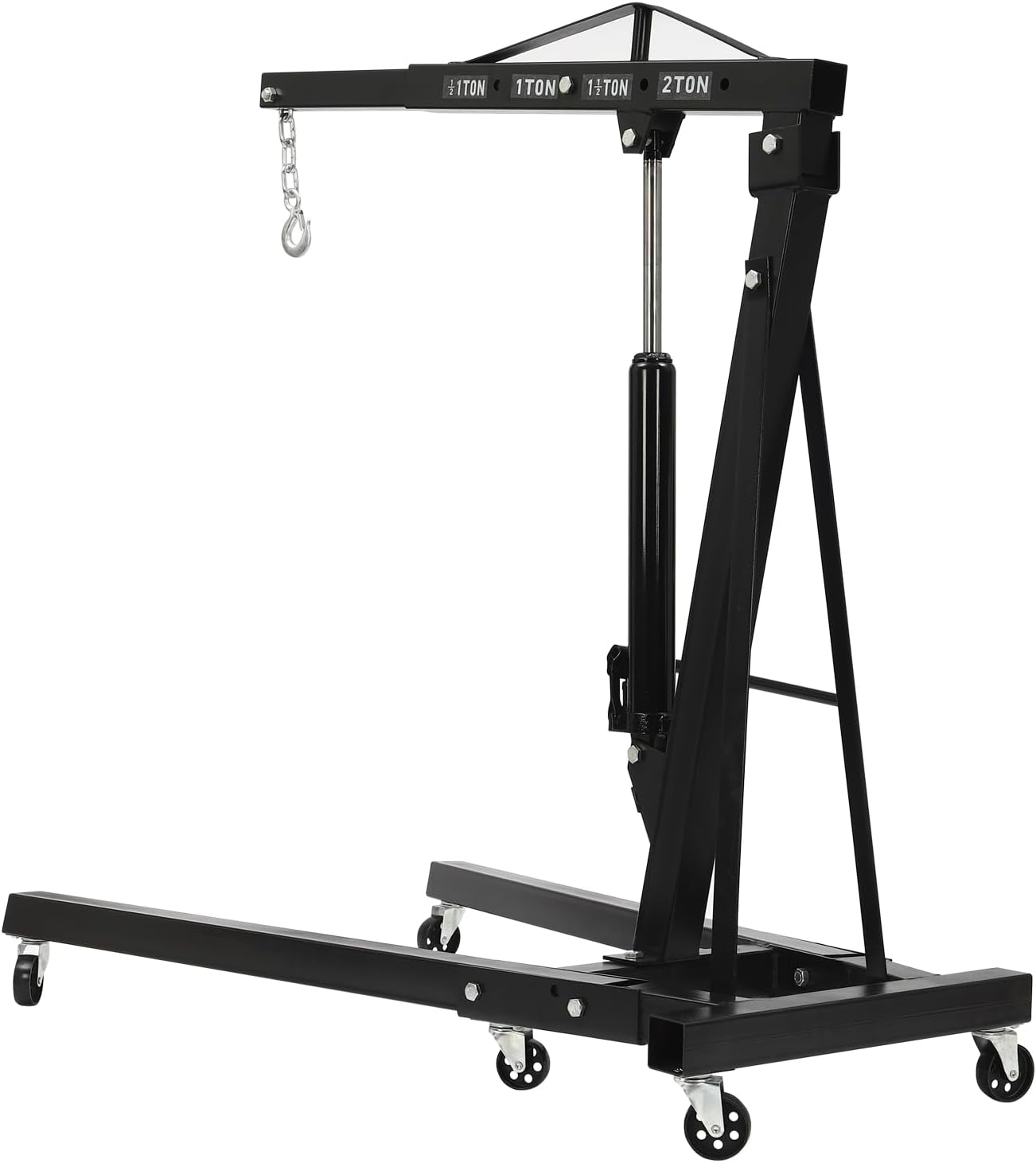 Engine Lift Crane 2 Ton (4000lbs) Engine Hoist Heavy Duty Garage Hydraulic Lift Foldable & Adjustable Height w/ 6 Universal Wheels for Car Fixing, Workshops, Ports, Warehouses, Garage