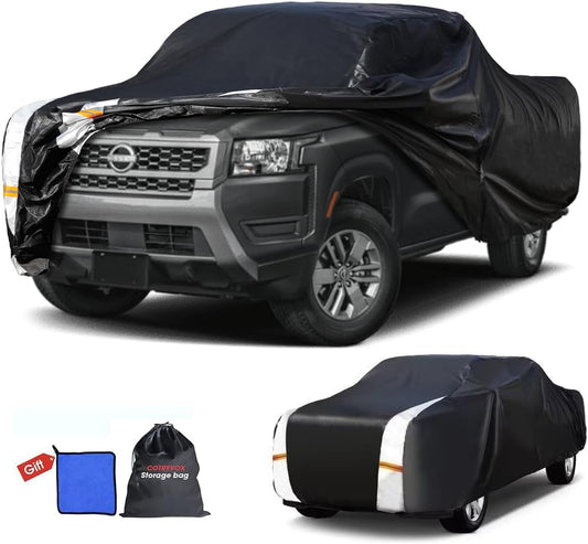 Nissan Frontier Truck Cover Custom Fit 2021-2025 King Cab/Crew Cab SB (4.9'-6.1') with Door Zipper, 12 Layers Full Exterior Pickup Truck Cover Waterproof All Weather,Wind Dust Sun and UV Protection.