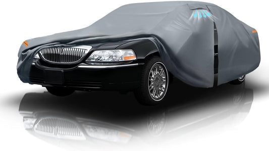 Waterproof Lincoln Town Car(1998-2011) Car Cover with Breathable Vents, [2025 Upgrade] Premium Covers with Cotton Liner and Zipper Door, Sun Rain Snow Dust Uv Protection.(Gift with Towel)
