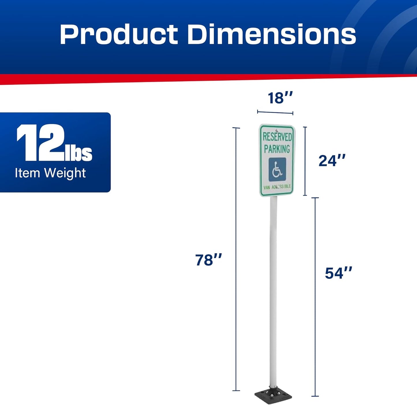 Impact Recovery - Sta-Rite Flexible Sign Post - Sign Holder - Handicap Parking Signs - Made in the USA - 78” Van Accessible Signage
