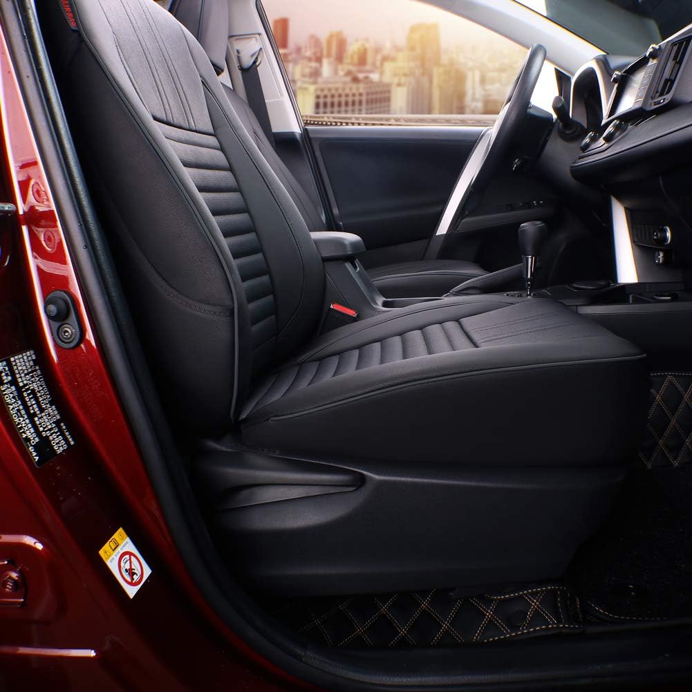 EKR Accord Seat Covers Full Set Custom for Honda Accord LX,LX-P,EX,EX-L,SE 2008-2012 & EX-L,LX-S 2011 2012,Automotive Truck Seat Covers for Car SUV,Waterproof Seat Protector-Leather(Black)