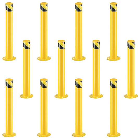 Safety Bollard Post, Steel Bollards,Parking Bollard, Yellow Powder Coated Safety Parking Barrier Post, for Traffic Sensitive Areas (12, 42"H*3.5"D)