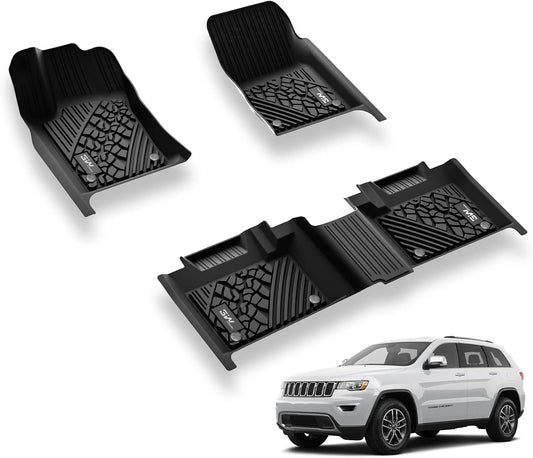 3W Floor Mats Fit for Jeep Grand Cherokee 2016-2021/ Grand Cherokee WK 2022 2023/ Dodge Durango 2016-2021 (2nd Row Bench Seating Only) TPE All Weather Custom Fit Full Set Car Liners Accessories