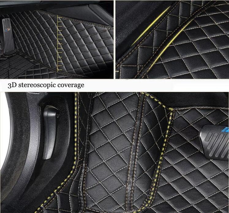 Custom All-Weather Protection Leather Car Floor Mats for Cars Sedan SUV Sports Car Waterproof Floor Mat (Black+Pink)