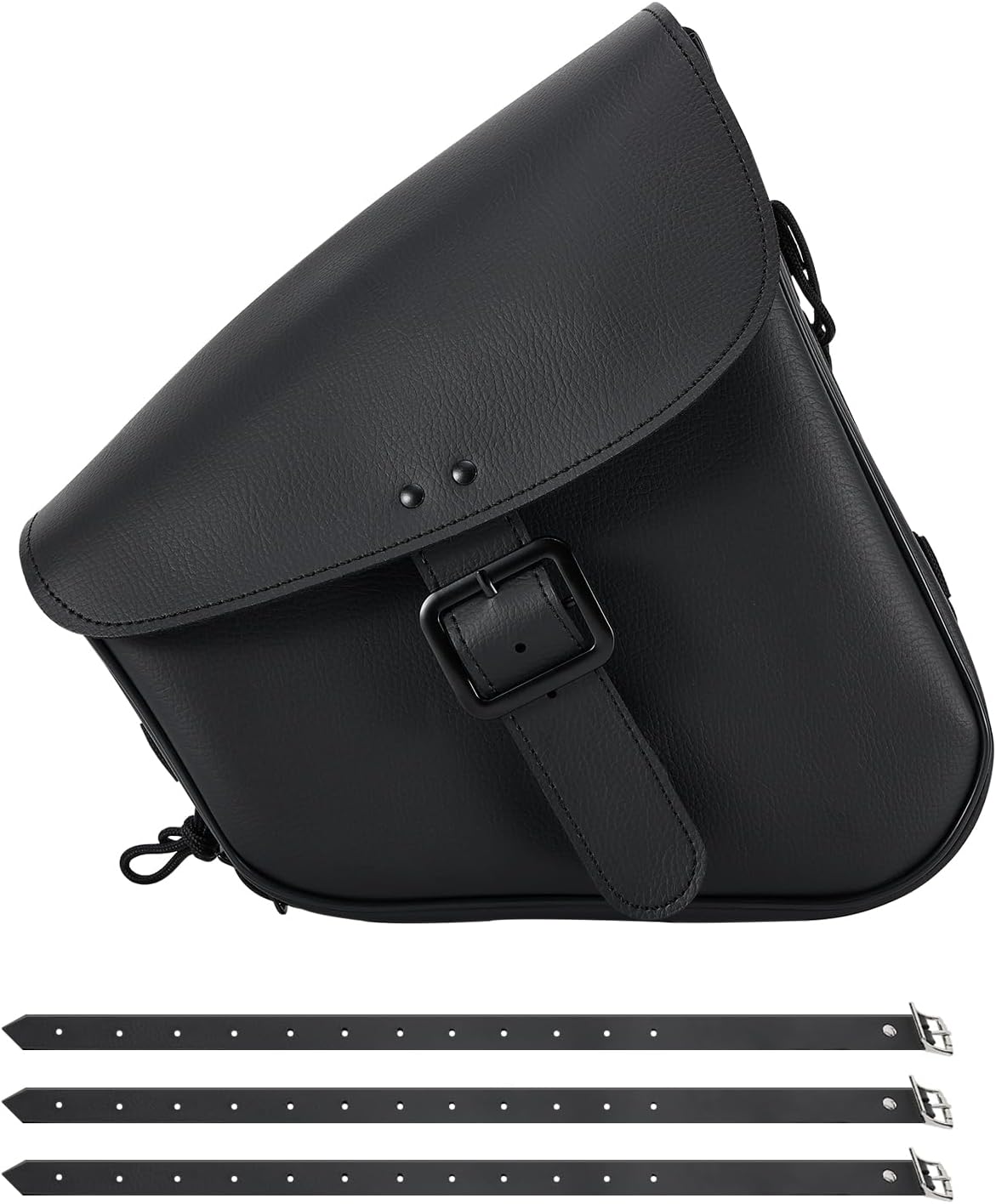 GARGOYLE BELLS Motorcycle Swing Arm Bag Solo Saddle Bags For Sportster Softail PVC Waterproof Motorcycle Luggage Bags for Motorcycle or Bike (Right Side, Black-Single Buckle)