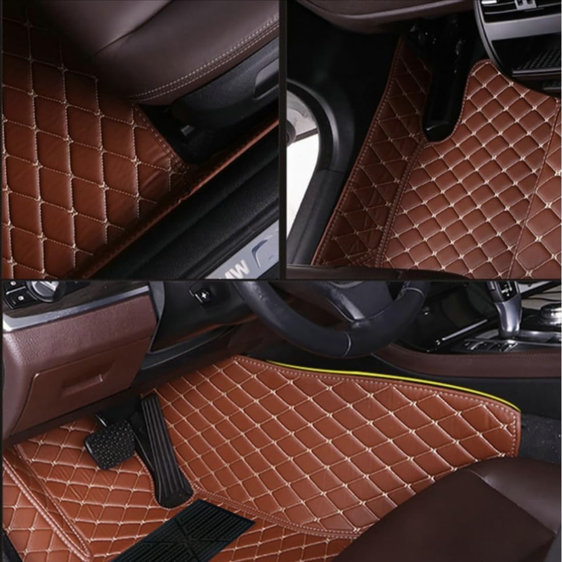 Custom Personalized Floor Mats for Cars，Luxury Full Coverage All Car Floor Mats，Anti-Slip Leather Car Mat Set ，Custom Floor Mats for 99% of Cars, Trucks & SUVs. (Apple Green)