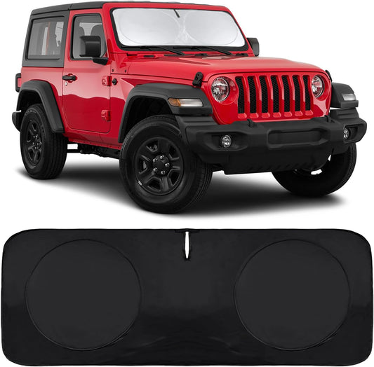 Sunshade Sun Shade for 2018-2024 2025 Jeep Wrangler JL JLu JK JKU Windshield Cover Custom Fit 2020-2025 2026 Jeep Gladiator Front Window Shields Protector 210T Reflective Blocks UV Rays Keep Cool