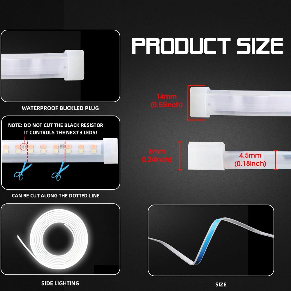 Upgrade Dynamic Flowing Car LED Trunk Light Strip, 79Inch Universal Flexible Cutting Silicone Waterproof Neon Lights Strip, 12V Interior Ambient Lighting for Cars SUVs(Ice Blue)