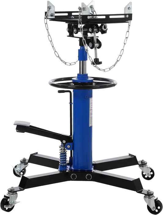 Hydraulic Transmission Jack 1100 LBS Capacity 33.8"-72.8" Lifting Height 2 Stage Hydraulic Telescoping Jack, Trans Jack Stand Heavy Duty with Foot Pedal and 360° Swivel Wheel, Blue