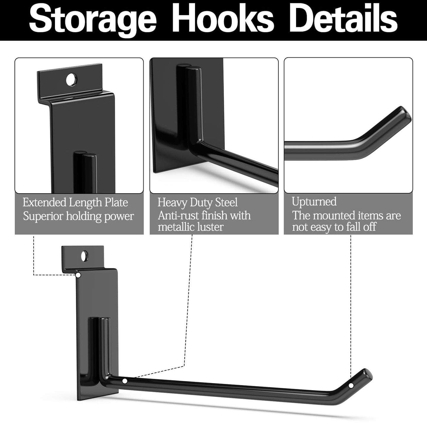 3-H Slatwall Accessories 30 Pack, 2/4/6 Inch Hooks & Hangers, Heavy Duty Slat Wall Hanging Hooks, Proslat Accessories for Shop Retail Display