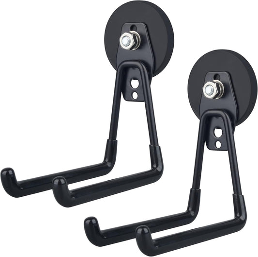 ULIBERMAGNET Magnetic Hooks,Heavy Duty Extra Large Hooks,Power Tool Organizer for Workshop Organization, 2 Pack Tool Hooks for Cordless Drill,Garden Tool,Metal Cabinet,Steel Pegboard(Black)