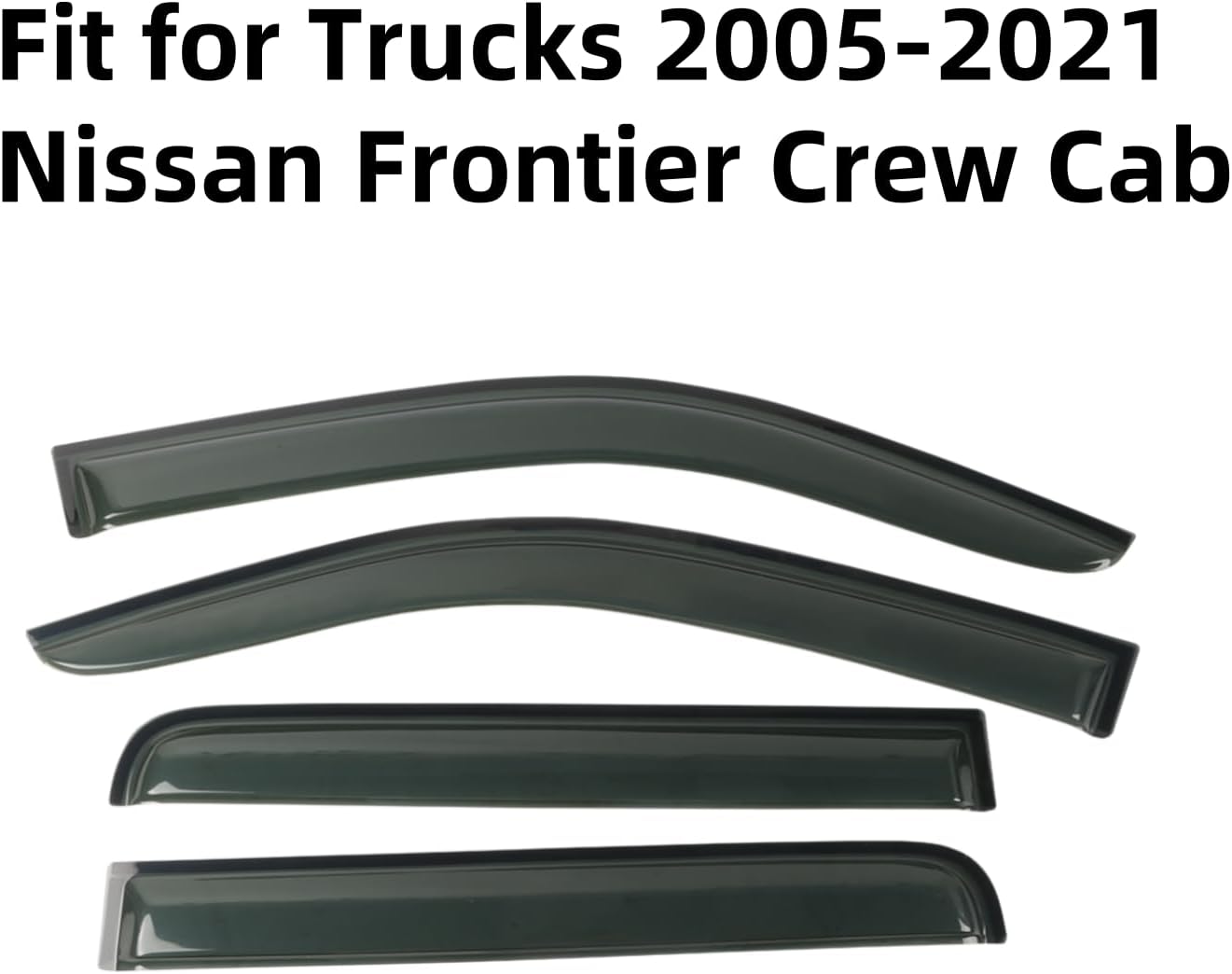 Window Visor Rain Guards Fit for Nissan Frontier Crew Cab 2005-2021 Trucks, Outside Mount Vent Deflector, Smoke Tinted Side Wind Window Deflectors for Nissan Frontier Accessories 94407