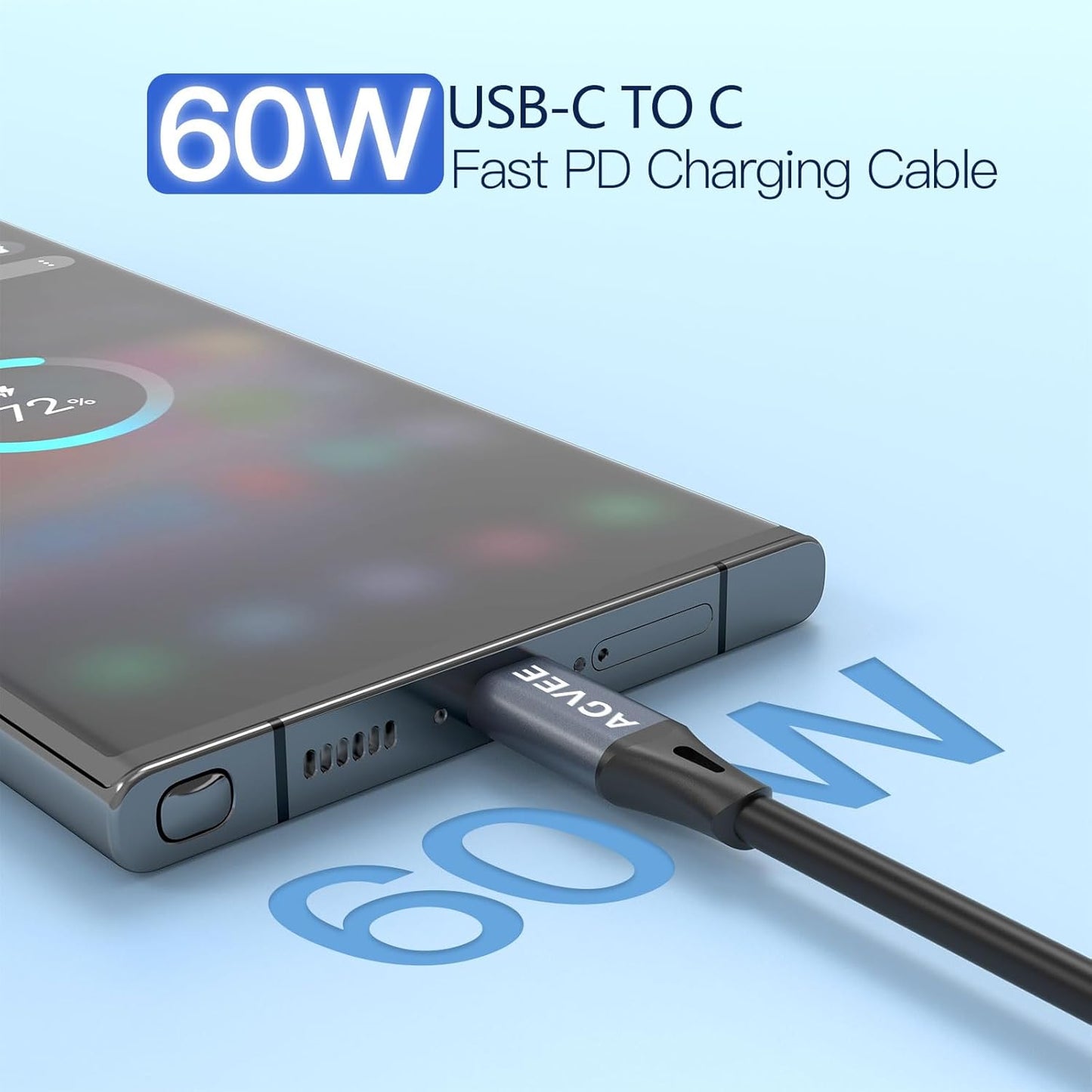 AGVEE 5ft Coiled Short USB-C to USB-C Charging Cable [USB-IF Certified] 60W PD Fast Charger Cord in Car for iPhone 16/15 CarPlay, Galaxy S25 S24 S23 S22 S21 S10 S9 S8, Google Pixel, Dark Gray