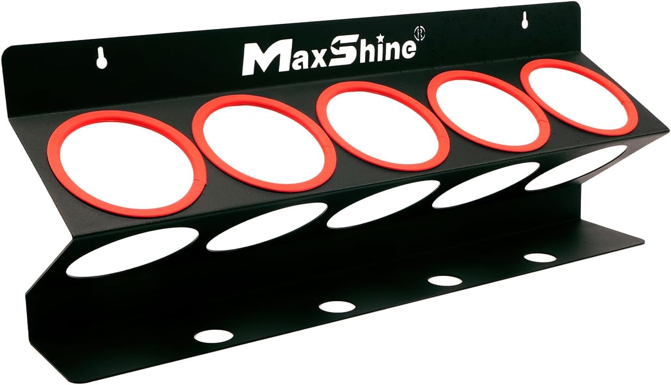 Maxshine Universal Detailing Spray Bottle Holder - Mobile Detailing & Car Garage Organizer, Holds 5 Sprayers (16oz) with 4 Small Holes, Lightweight Design, Easy Wall Mounting (Set 1)