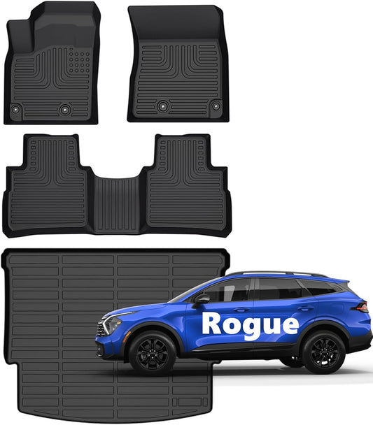 for Nissan Rogue Floor Mats 2021 2022 2023 2024 2025 (Not for Rogue Sport) S|SV|SL|Platinum Car Mats for Nissan Rogue All Weather Floor Mats Cargo Liner Accessories 2021-2025