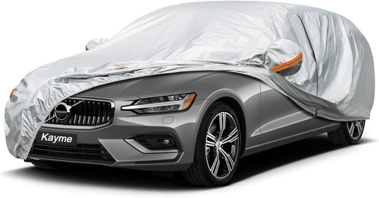 Kayme Car Covers for Automobiles Waterproof All Weather Sun Uv Rain Protection with Zipper Mirror Pocket, Suitable for Audi A4 Avant, Volvo V50 V60 V70, etc. Fit Station Wagon (178 to 190 Inch) 2XL