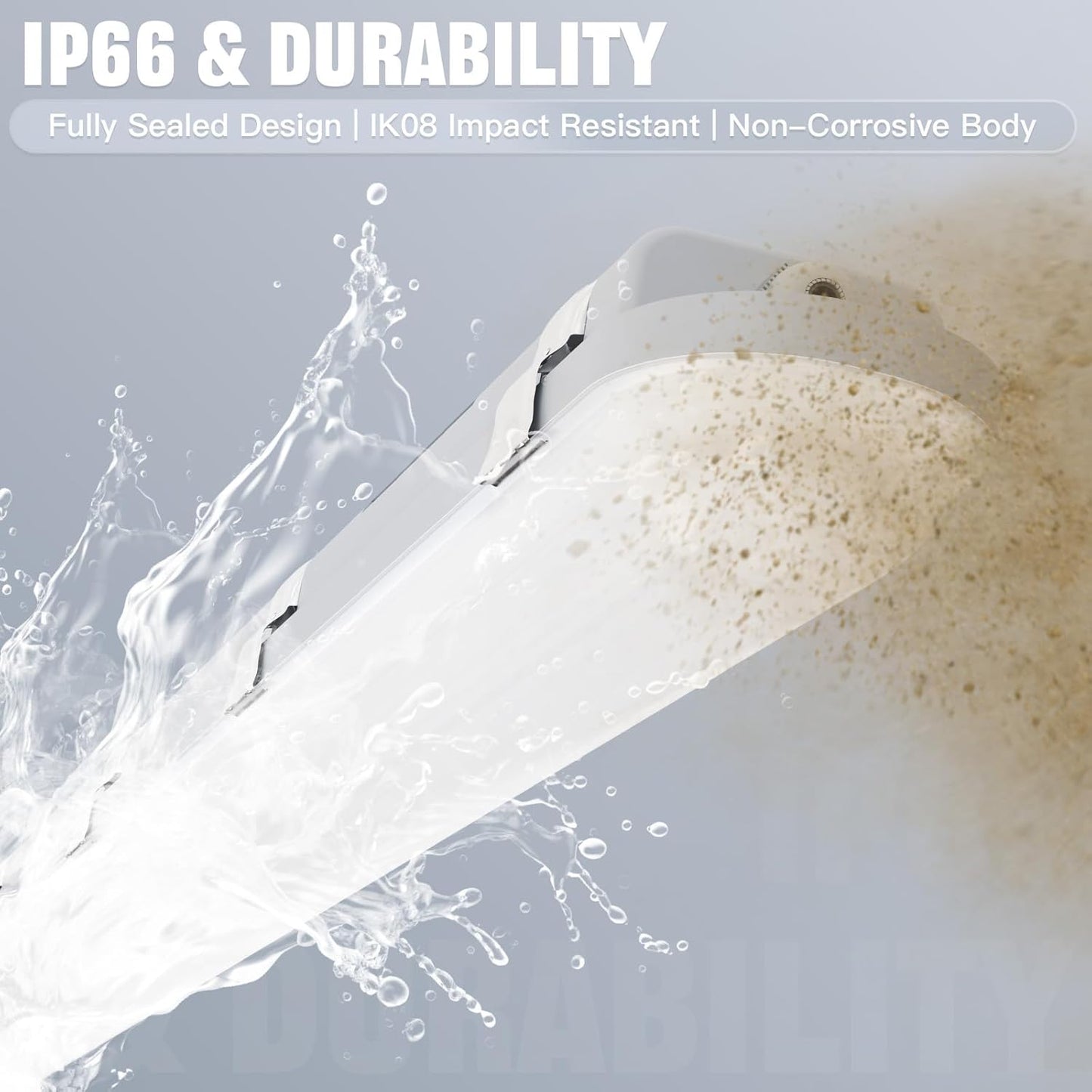 JTT 8FT LED Vapor Tight Light 120/100/80W Tunable, 18000lm LED Vapor Proof Lighting Fixture IP66, 5000K/4000K/3000K Outdoor Shop Light Waterproof for Parking Garage Car Wash Warehouse ETL Listed