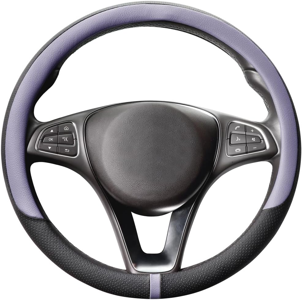 COFIT Breathable Car Steering Wheel Cover 16 inch Auto Universal Leather Wrap Non-Slip Steeringwheel Protector Automotive Interior Accessories, Purple (Suit for 15.5-16 inch)