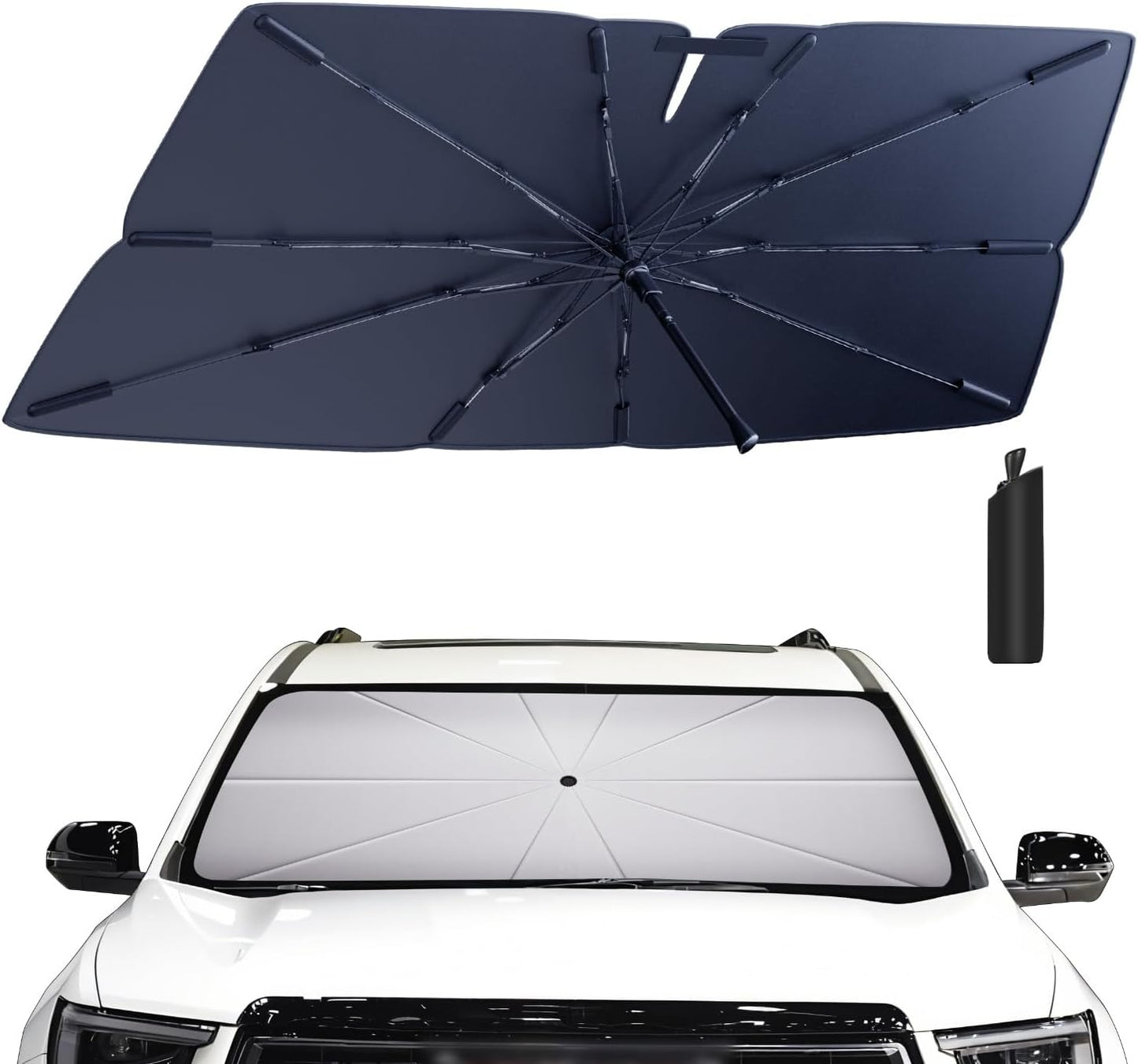Windshield Sun Shade Umbrella for 2017-2025 GMC Acadia Accessories: Custom Fit 210T Silver, Foldable Sunshade Front Window Sun Visor, Blocks UV Rays, Keeps Car Cool for SL, SLE, SLT, AT4, Denali