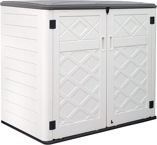 KINYING Larger Outdoor Storage Shed Weather Resistance, Horizontal Outdoor Storage Box Waterproof for Garden, Patios, Backyards, 48 Cu.ft Capacity for Garbage Cans, Lawn Mower, Garden Tools