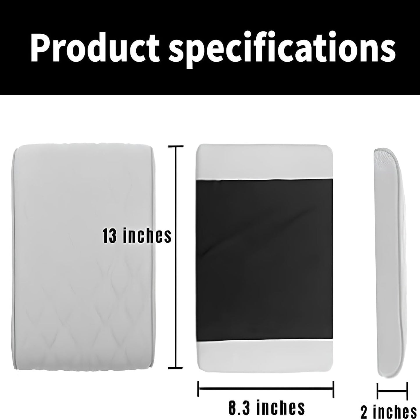 Leather Car Armrest Box Mat - 2023 New Waterproof Car Center Console Cover Mat, Universal Armrest Mat, Leather Car Armrest Cover for SUV/Truck/Vehicle (B-Gray)