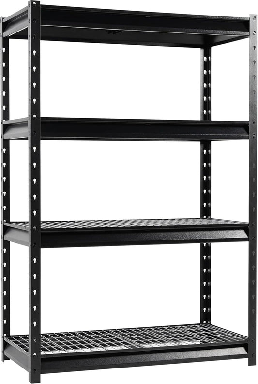The Atlas 48" W Heavy Duty Garage Shelving Unit Load 12000 Lbs, Metal Shelves for Storage, Adjustable All Steel Industrial Rack, 48" W x 24" D x 72" H, Black