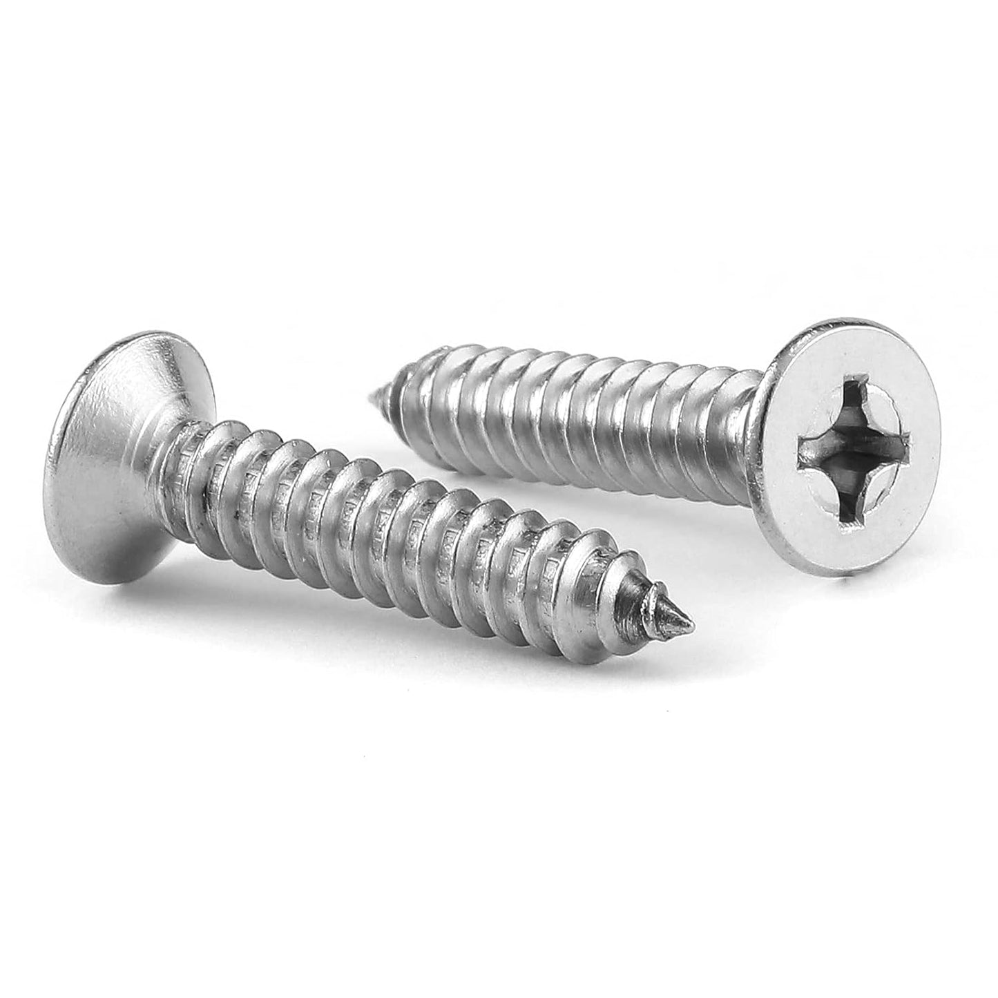 #7 x 3/4" Wood Screw 100Pcs 18-8 (304) Stainless Steel Screws Flat Head Phillips Fast Self Tapping Drywall Screws by SG TZH
