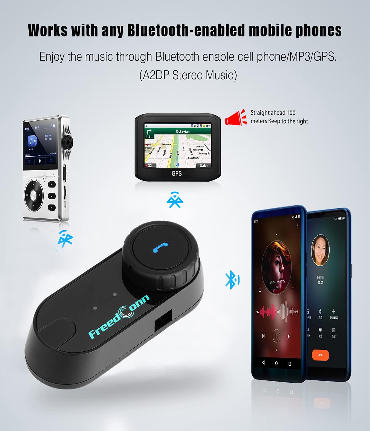 FreedConn Motorcycle Bluetooth Headset, TCOM VB 2-Way 800M Helmet Communication Systems,Motorbike Bluetooth Intercom, intercomunicador para motos/FM/BT5.0/Siri/2 in 1 Mic for full/3/4 Helmet(2Pack)