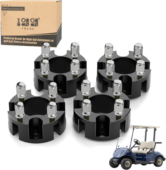 10L0L Golf Cart 2 inch Wheel Spacers for Yamaha, EZGO, Club Car (4x72mm Bolt Pattern, 68mm Hub Bore, 1/2-20 Studs) 4 Pack, Black