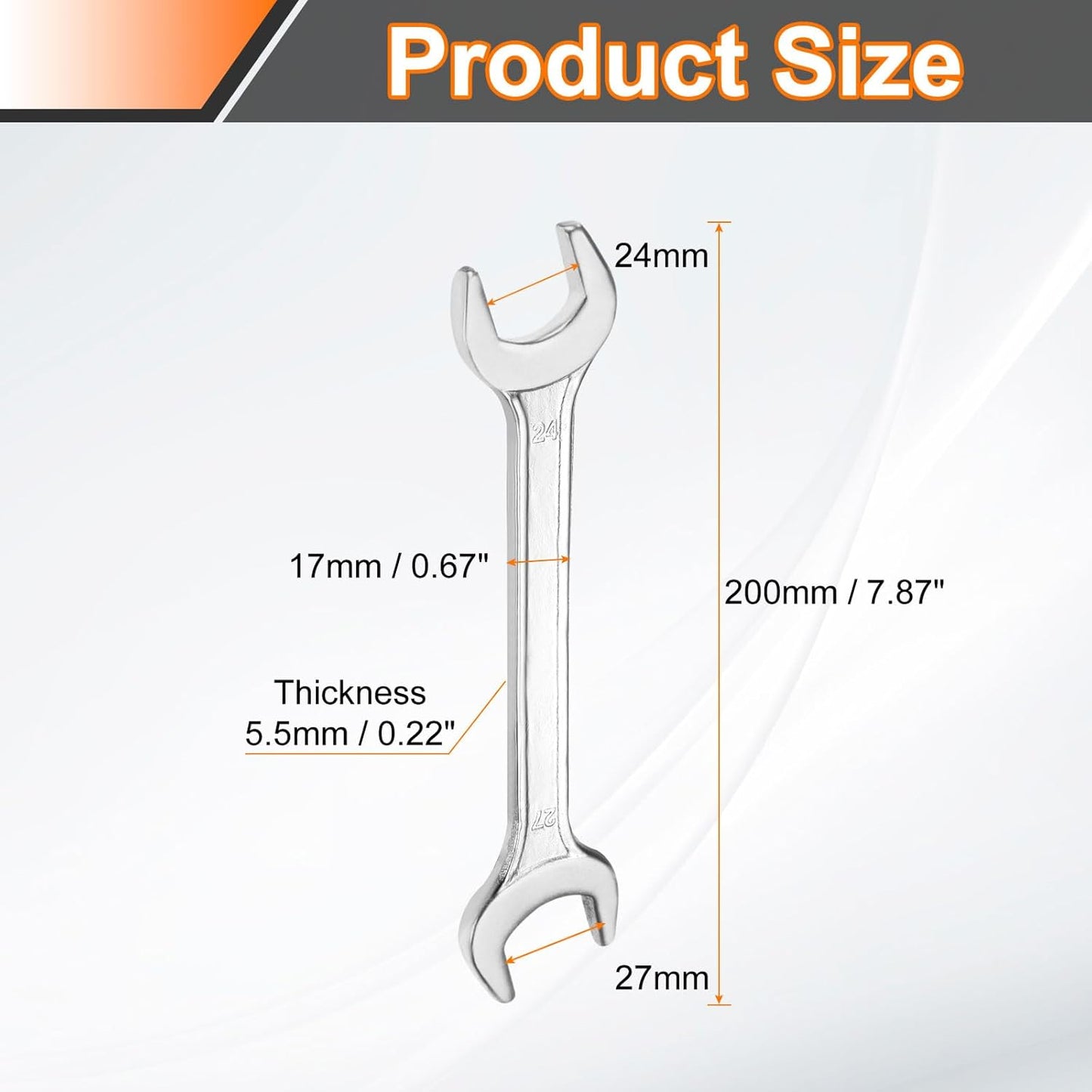 HARFINGTON 5pcs Double Open End Wrench 24mm x 27mm Metric 15 Degree Offset Angle Small Flat Head Wrench Galvanizing Open Ended Spanner for Automotive Repair Furniture Assembly