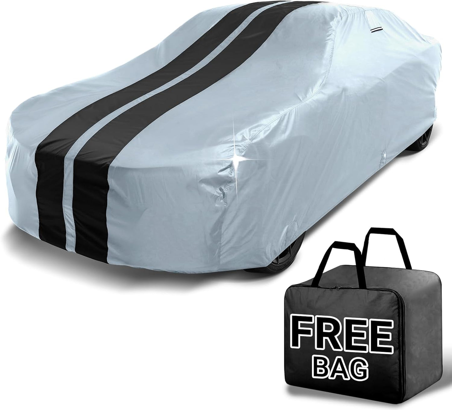 iCarCover Custom Car Cover for Buick Special 2-Door, 4-Door (1950-1958) Waterproof All-Weather Rain Snow UV Sun Protector Full Exterior Indoor Outdoor Car Cover (Stripe - Gray/Black)