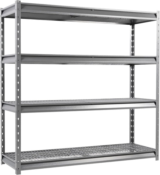 The Atlas 72" W Heavy Duty Garage Shelving Load 8000 Lbs, 4 Tier Metal Storage Shelves, Adjustable Industrial Steel Rack for Warehouse Basement Shop, 72" W x 24" D x 72" H, Grey