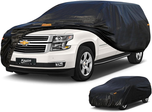 Kayme 7 Layers SUV Car Cover Waterproof All Weather, Outdoor Large SUV Cover Rain UV Protection, Universal Fit for Chevrolet Chevy Suburban, GMC Yukon XL, Lincoln Navigator LWB (215-230 inch)