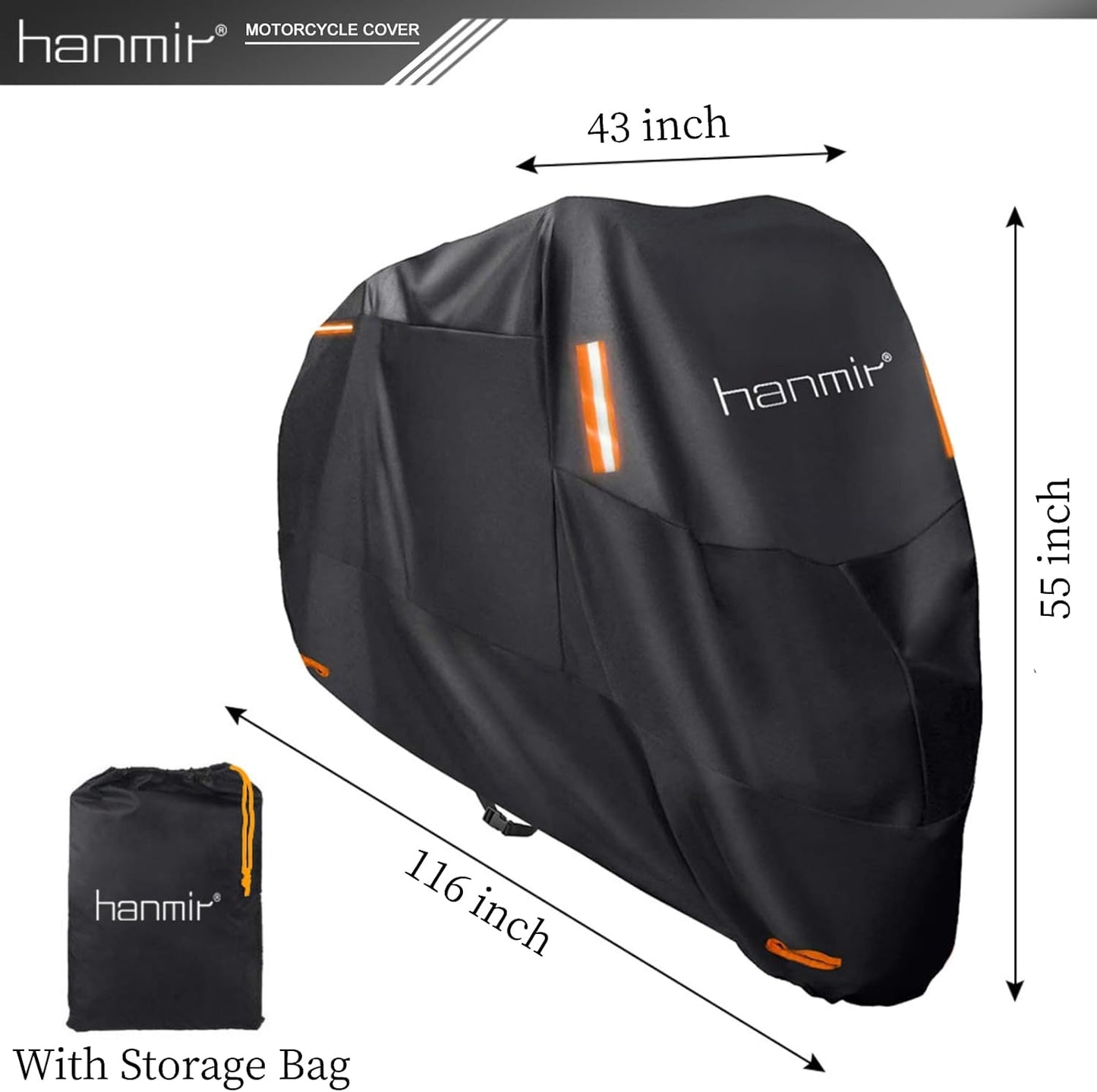 Motorcycle Cover,Motorbike Cover All Season Universal Weather Waterproof Outdoor UV Protection with 4 Reflective Strips & Storage Bag,4XL Motorcycles Vehicle Cover