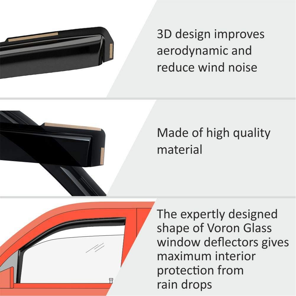 Voron Glass in-Channel Extra Durable Rain Guards for Trucks Toyota Tacoma 2005-2015 Double Cab, Window Deflectors, Vent Window Visors, 4 Pieces - 200841