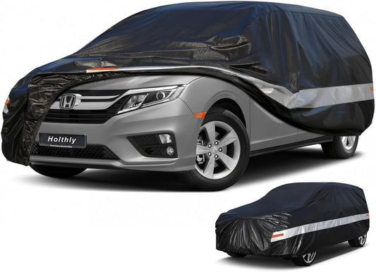 10 Layers Minivan Car Cover Custom Fit for Honda Odyssey (1999-2024) Waterproof All Weather for Automobiles, Outdoor Full Cover Sun UV Rain Protection with Cotton.Black